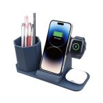 3-in-1 Wireless Charging Station with Hexagon Pen Holder - Image 6