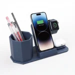 3-in-1 Wireless Charging Station with Hexagon Pen Holder